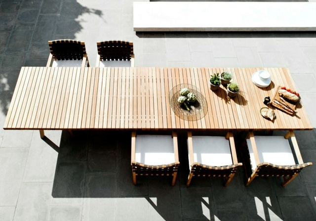 mobilier-jardin-teck-Tribu-table-lattes-chaises mobilier de jardin en teck