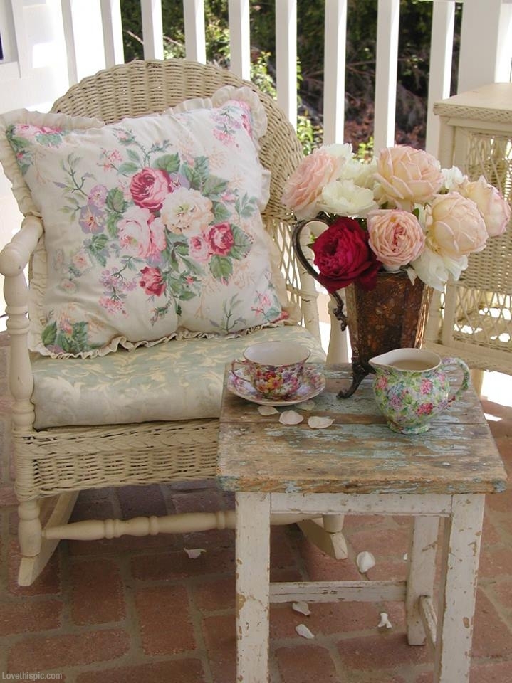 mobilier terrasse porche style Shabby Chic romantique