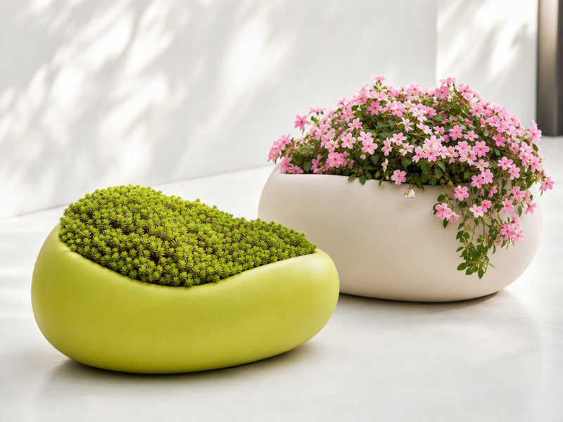 pot à fleur extérieur-design-polyéthylène-vert-beige-BD LOVE