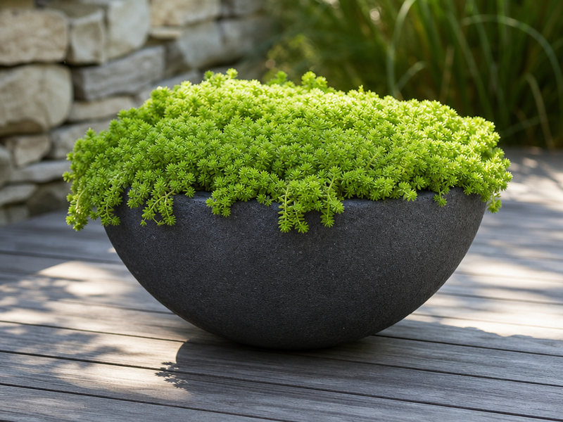 pot à fleur extérieur demi-sphère-pierre-anthracite