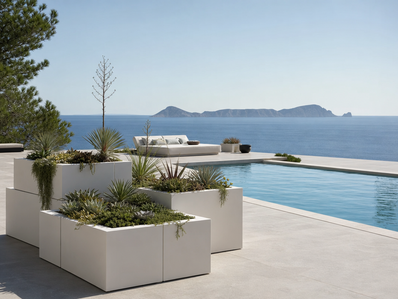 jardinières design terrasse-piscine-Tetris-Bysteel