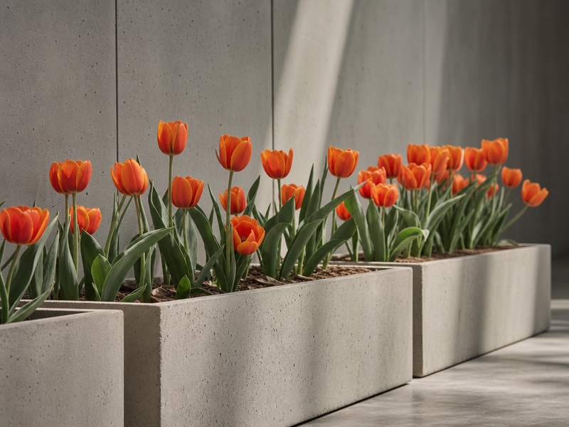 jardinières design minimalistes-aspect-béton-tulipes-Twista-Eternit