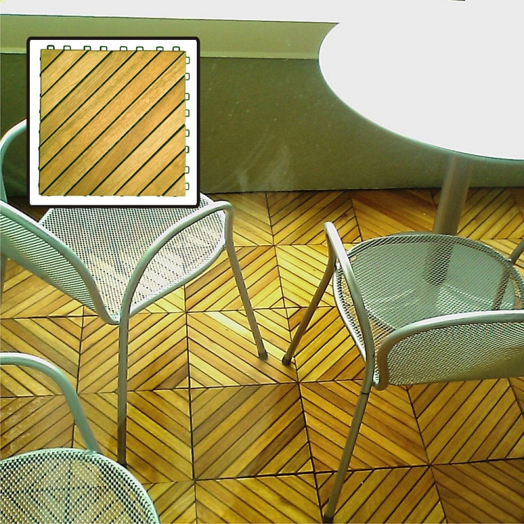 revêtement sol extérieur  caillebotis-bois-table-ronde-chaise-metal
