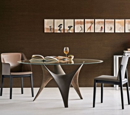 table ronde en verre Arc-design-italien-Molteni