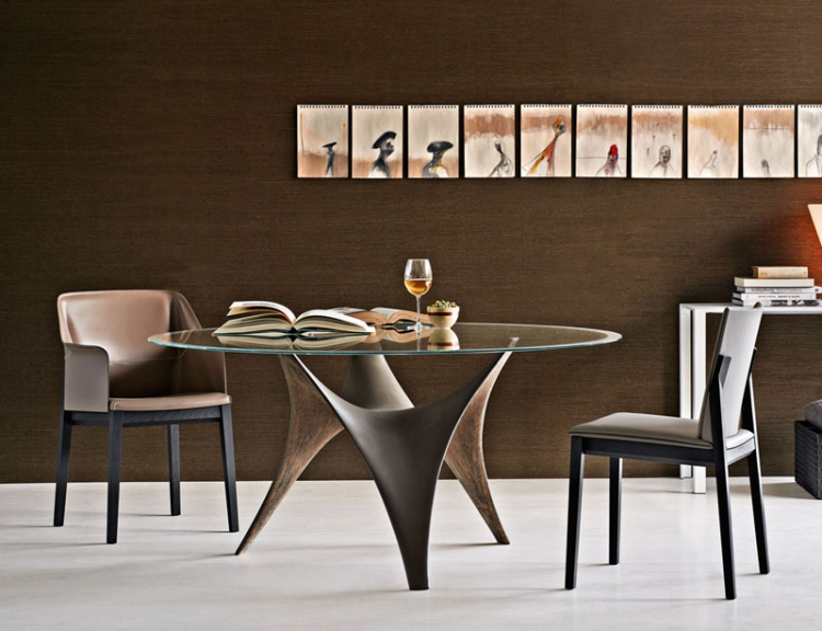 table ronde en verre Arc-design-italien-Molteni