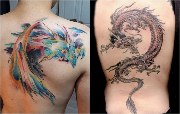 tatouage-dragon-en-couleurs-homme-dos-complet-aquarelle-omoplate