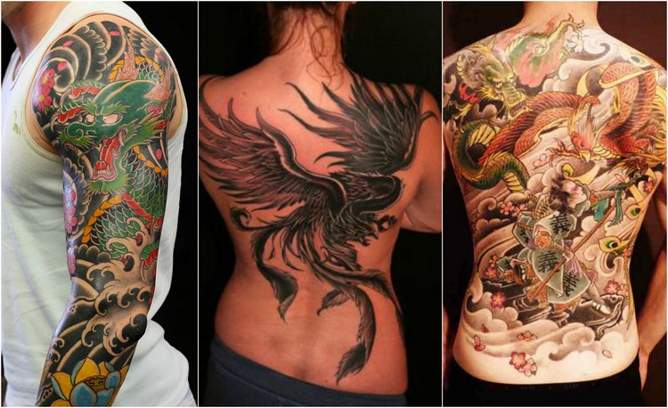 tatouage-dragon-homme-femme-en-couleurs-dos-complet-bras-complet