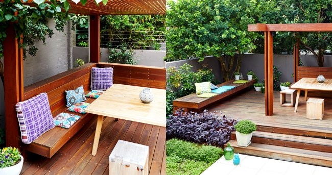 toit-terrasse-moderne-bancs-bois-table-plantes
