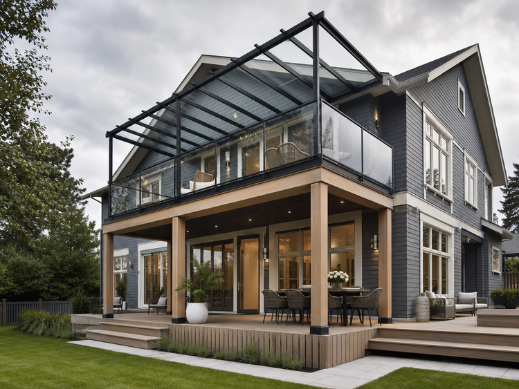 toiture transparente pour terrasse verre-fumé-alu-noir