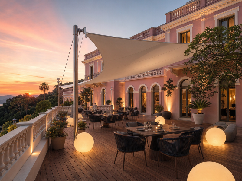 voile d'ombrage enroulé terrasse bois Corradi
