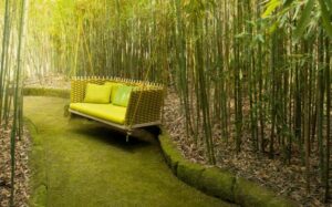 balancelle de jardin suspendre-Wabi-vert-anis-forêt-bambou