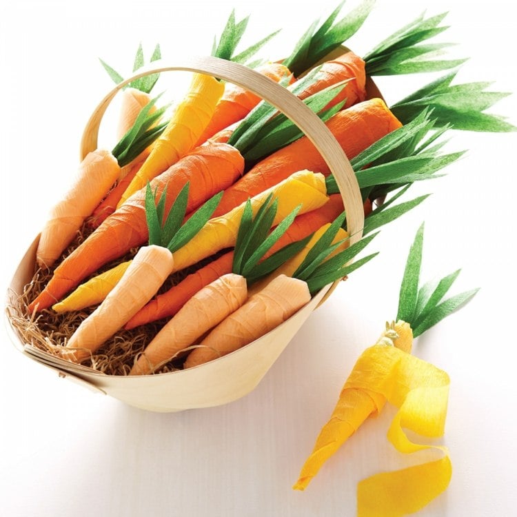 bricolage Pâques panier-carottes-papier-crépon