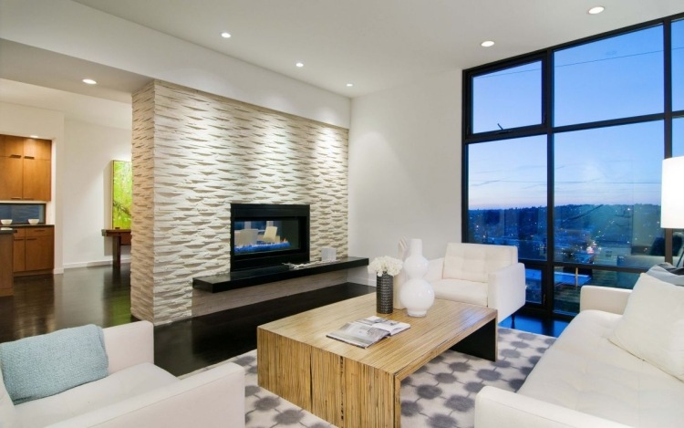 42 salons exquis avec cheminée contemporaine Moderne inspiration cheminée