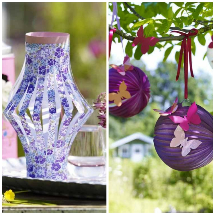 decoration-jardin-lanterne-papier-papillons décoration jardin