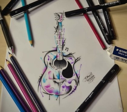 dessin-tatouage-aquarelle-guitare-originale