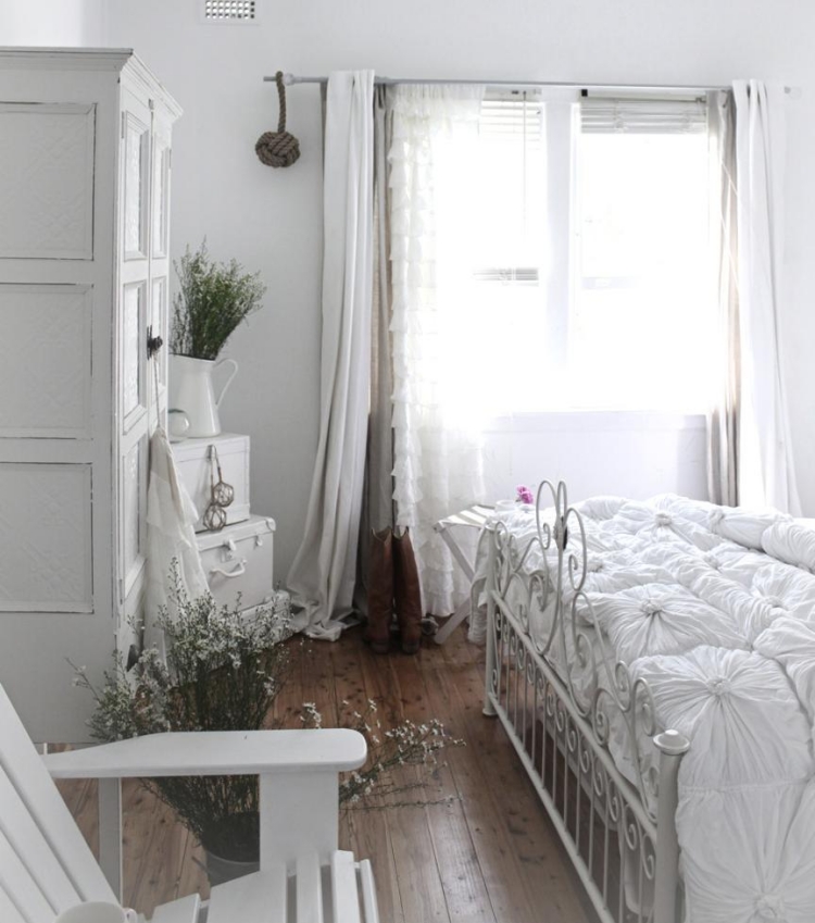décoration chambre adulte blanche style shabby chic