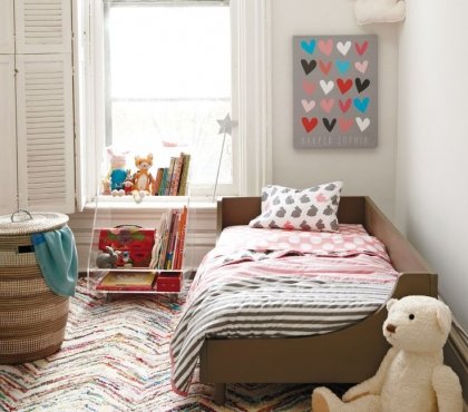 décoration chambre enfant fille-literie-tapis-super
