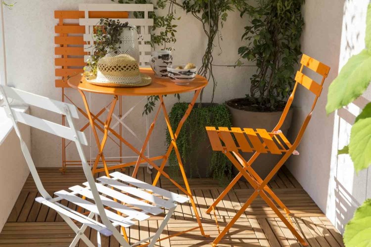 ensemble meubles de balcon pliants blanc-orange-Ikea
