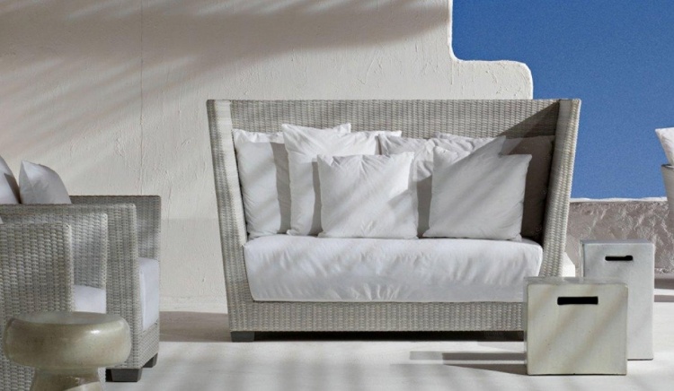 ensemble de meubles de terrasse en résine tressée-blanche-Inout