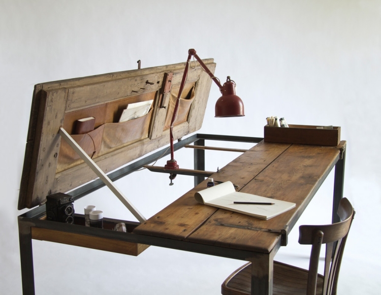 fabriquer-bureau-pliant-bois-vintage fabriquer un bureau
