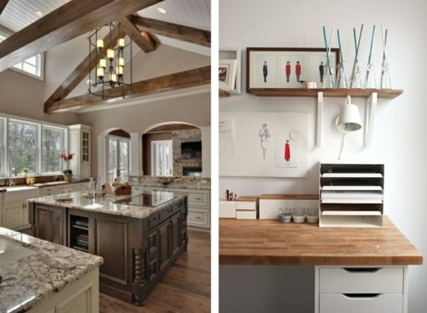 idee-plan-de-travail-cuisine-bois-marbre-lampe-plafond