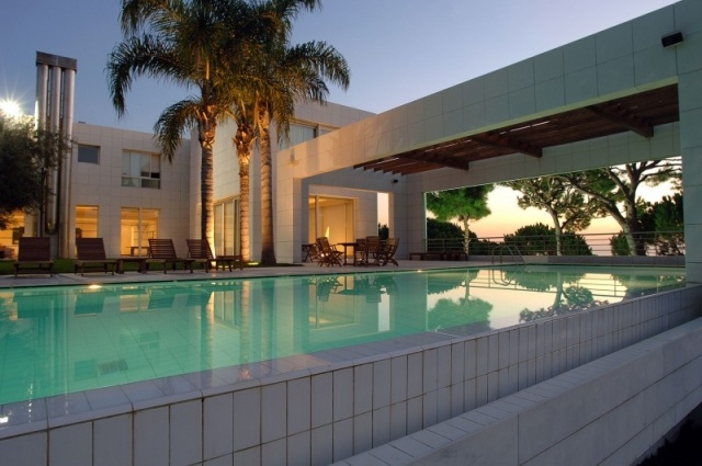 jardin paysager contemporain villa de luxe piscine palmiers