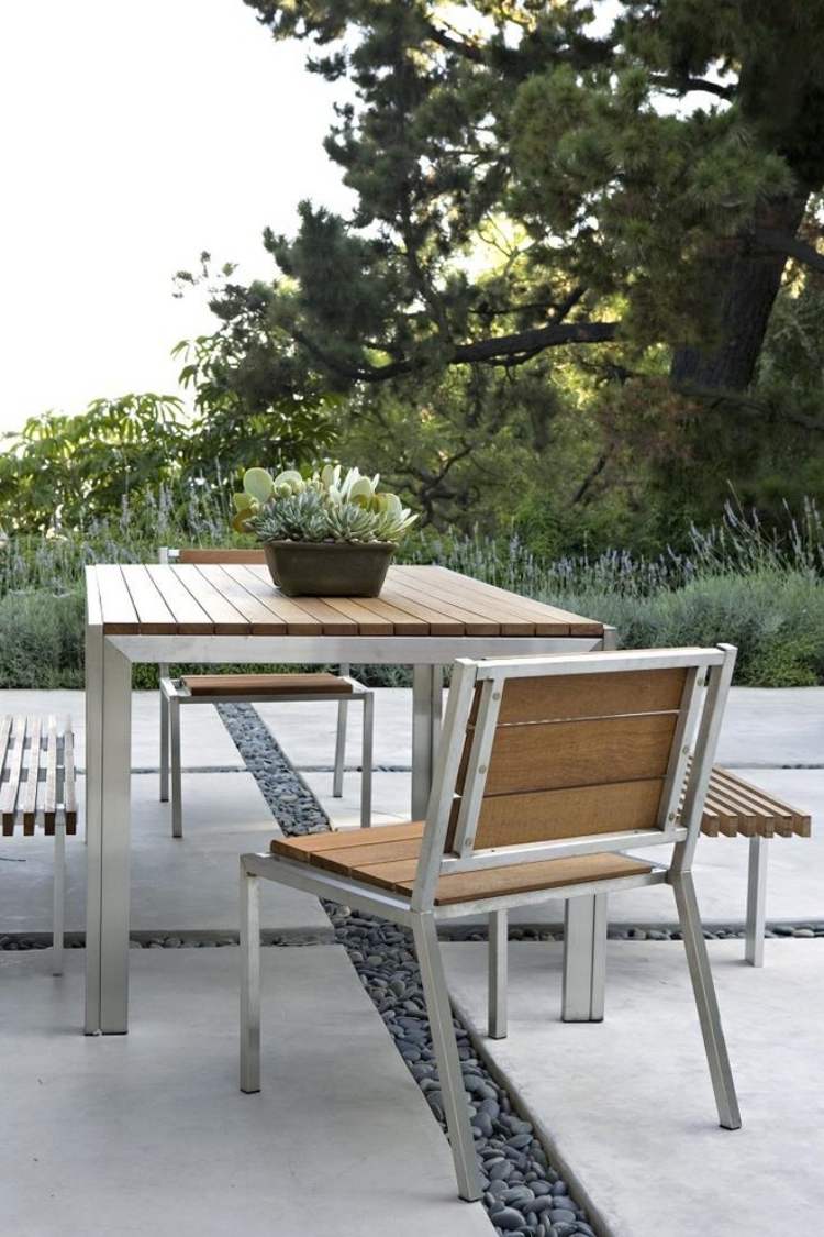 terrasse et jardin revetement-sol-beton-galets-coin-repas