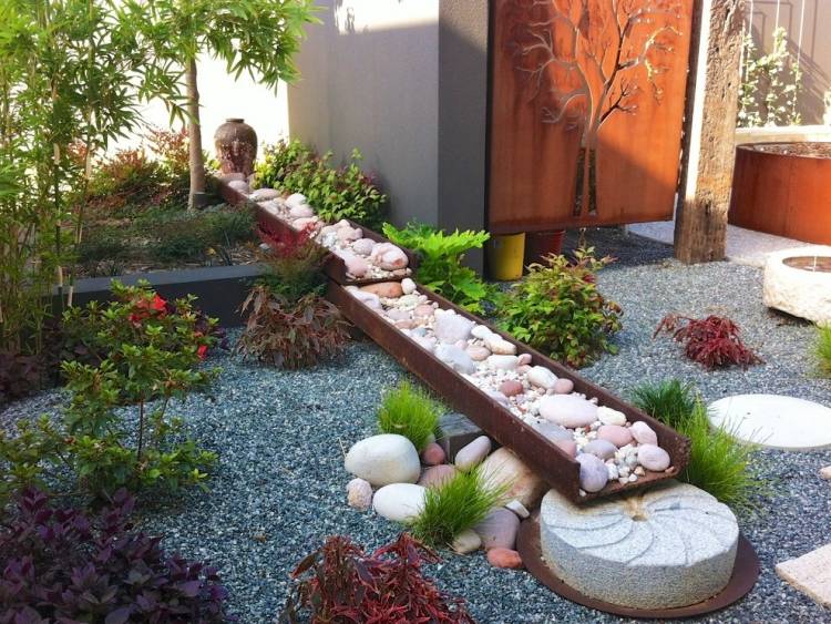 jardin zen gravier galets érable Japon