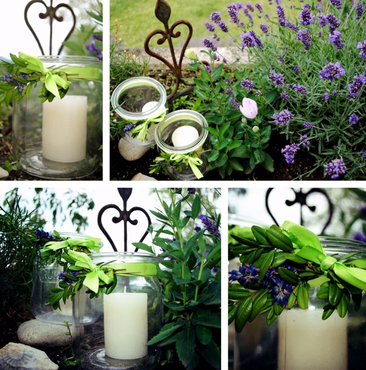 lanterne-exterieur-bocal-bougies-blanches-rubans-fleurs 