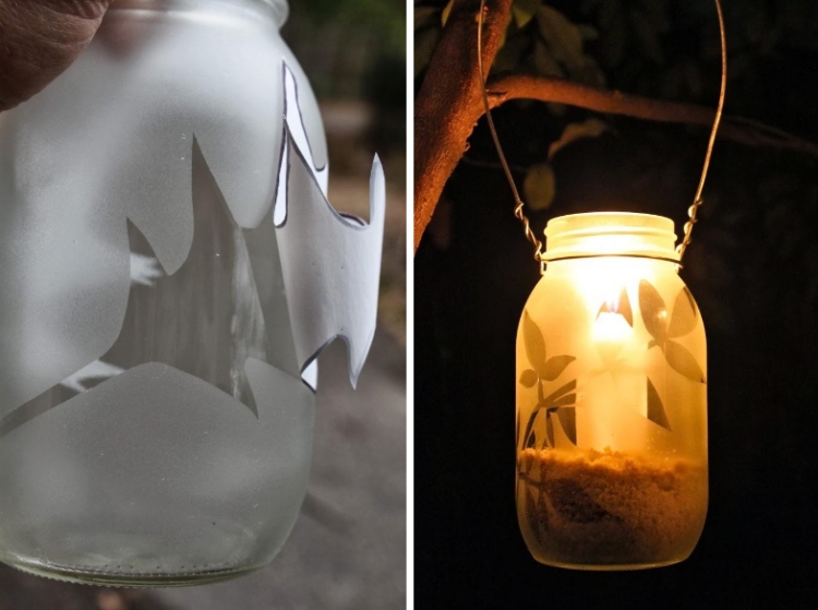lanterne-exterieur-bocal-verre-dépoli-sable-bougie lanterne extérieur