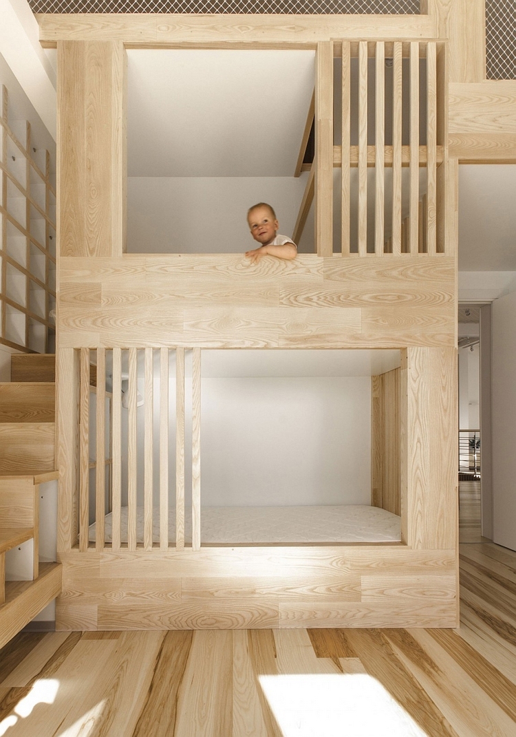 lit pour enfant gain-de-place- lits superposés bois massif clair