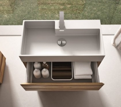 meuble lavabo design tiroirs rangement sans poignées