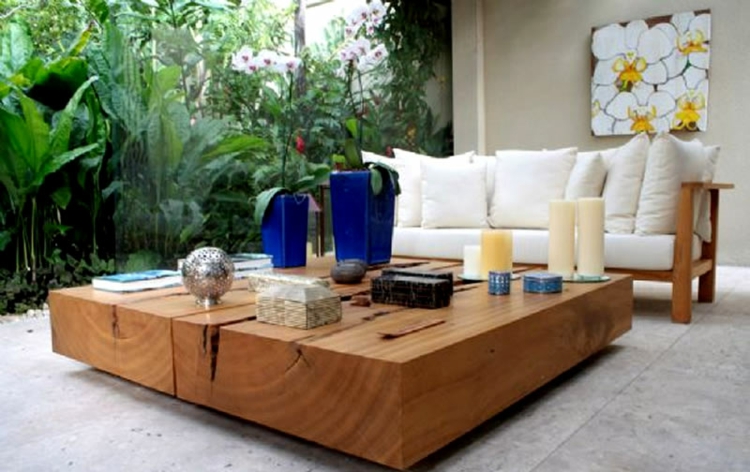 meubles-jardin-table-basse-bois-canapé meubles de jardin