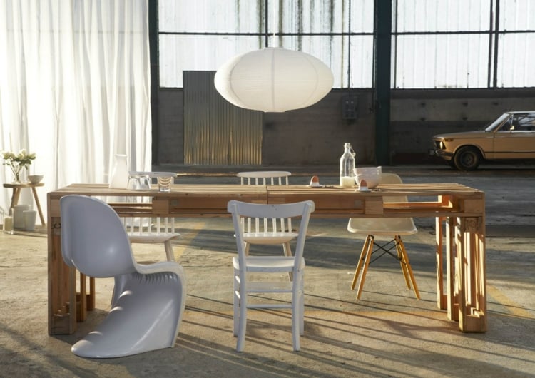 meubles-palettes-diy-table-manger-grande meubles en palettes