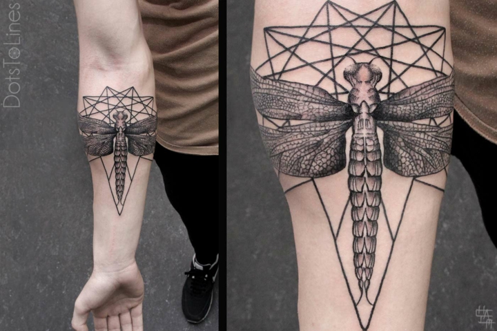 modele-tatouage-avant-bras-idees-forme-geometrique-mouche