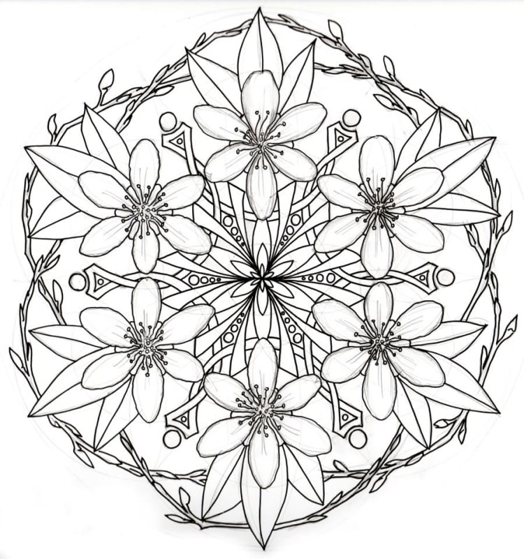 modele-tatouage-mandala-fleurs-branchettes-fleuries