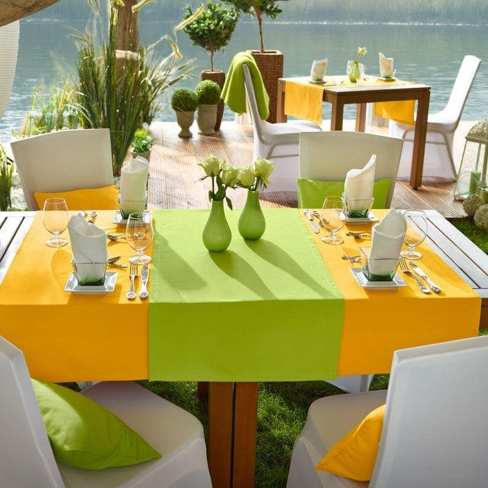 nappe de table de jardin coton-polyester-jaune-vert-Murano