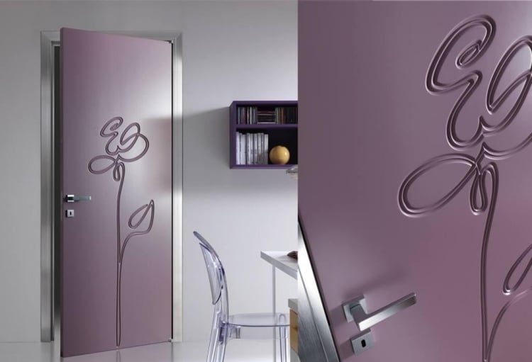 portes-intérieures-modernes-lilas-cendré-motif-floral