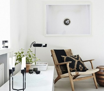 salon design scandinave fauteuil bois coussin déco