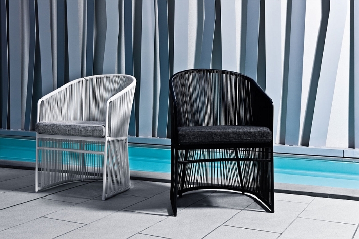 salon de jardin design fauteuils-Tibidabo-blanc-noir-Varaschin