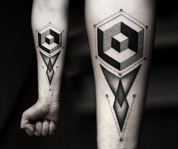 tatouage-avant-bras-homme-graphique-géométrique