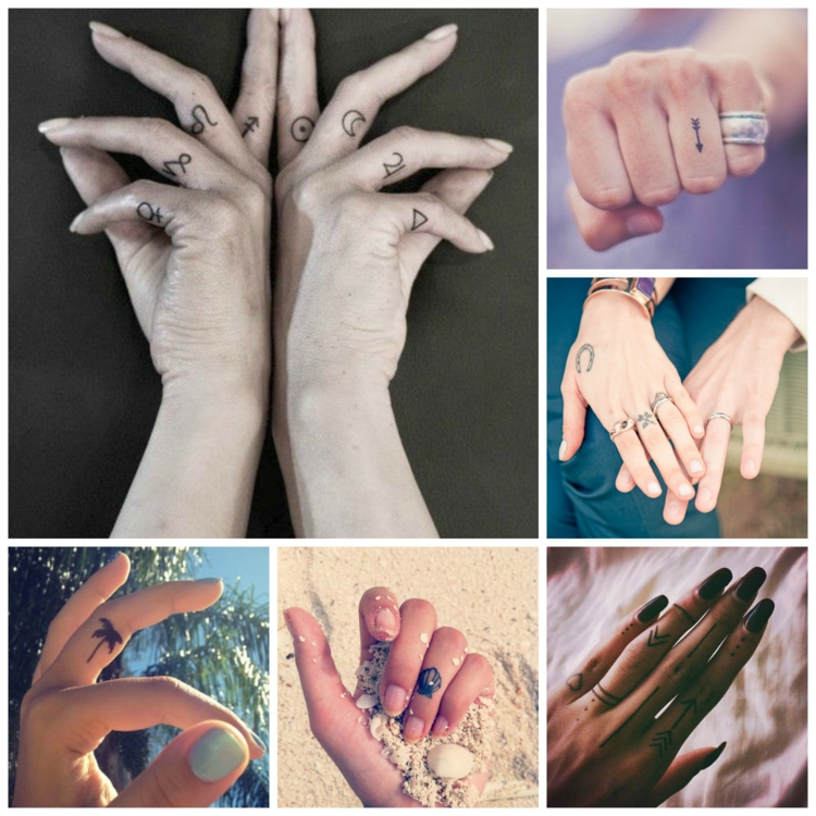 tatouage-doigt-symboles-flèche-palmier tatouage doigt