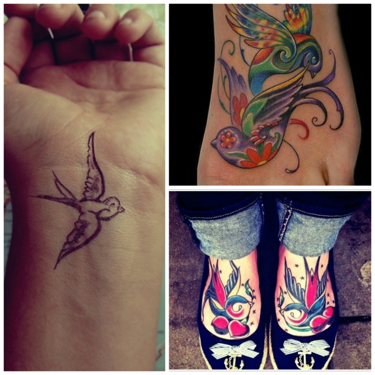 tatouage-hirondelle-poignet-cheville-multicolores