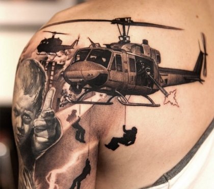 tatouage homme 3D bras épaule Niki Norberg