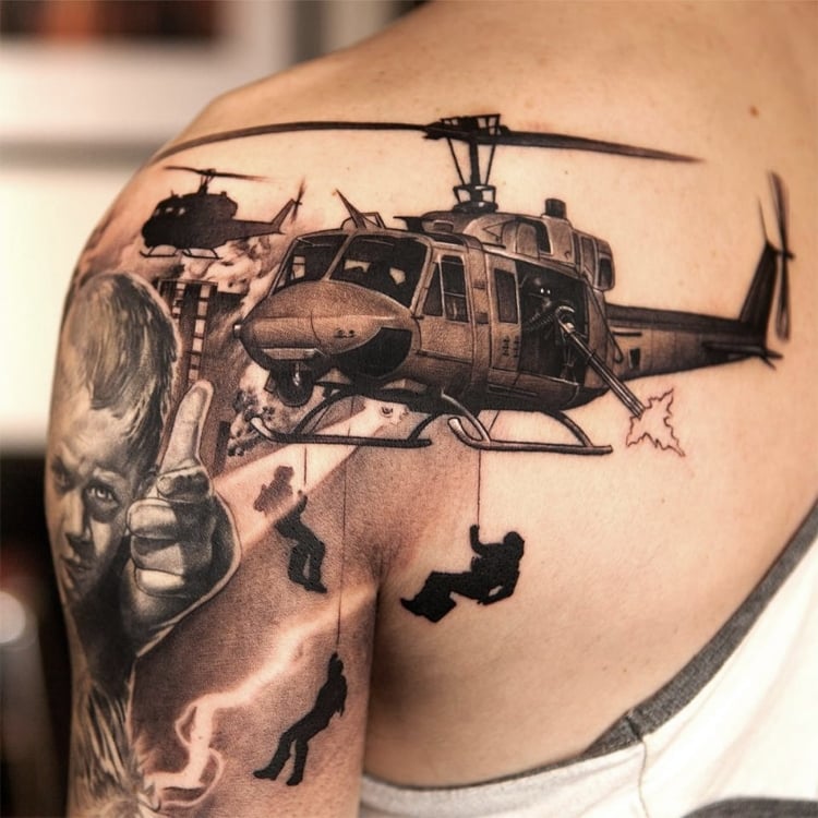 tatouage homme 3D bras épaule Niki Norberg