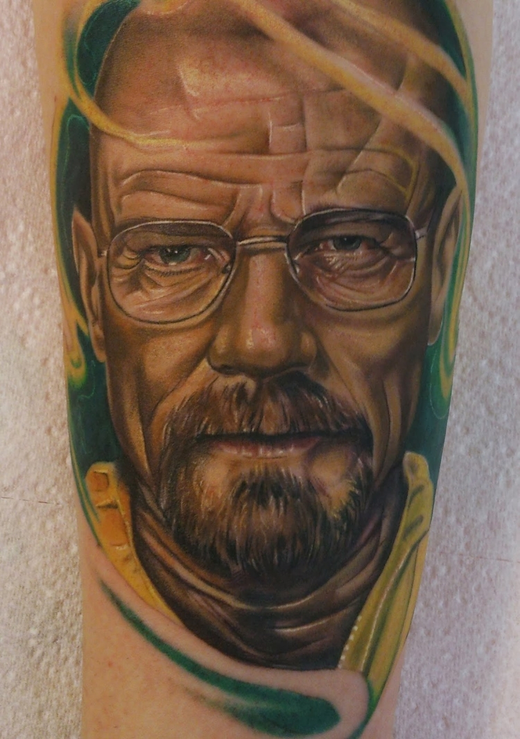 tatouage homme bras Walter White Breaking Bad