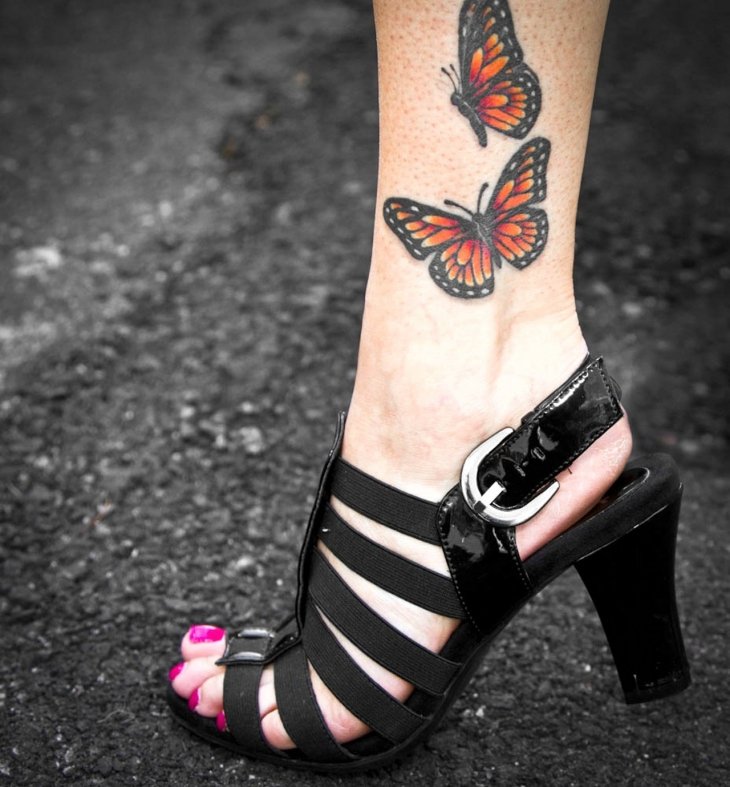 tatouage papillon idee-originale-couleur-orange