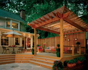terrasse-extérieure-pergola-bois-coin-detente-parasol