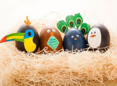 œufs-de-Pâques-animaux-pinguine-poussins-paon