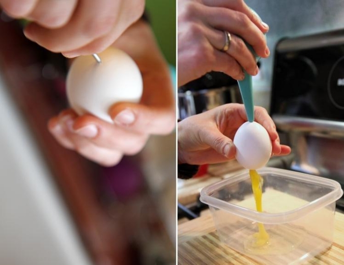 œufs de Pâques vider-interieur-aiguille-boite-plastique